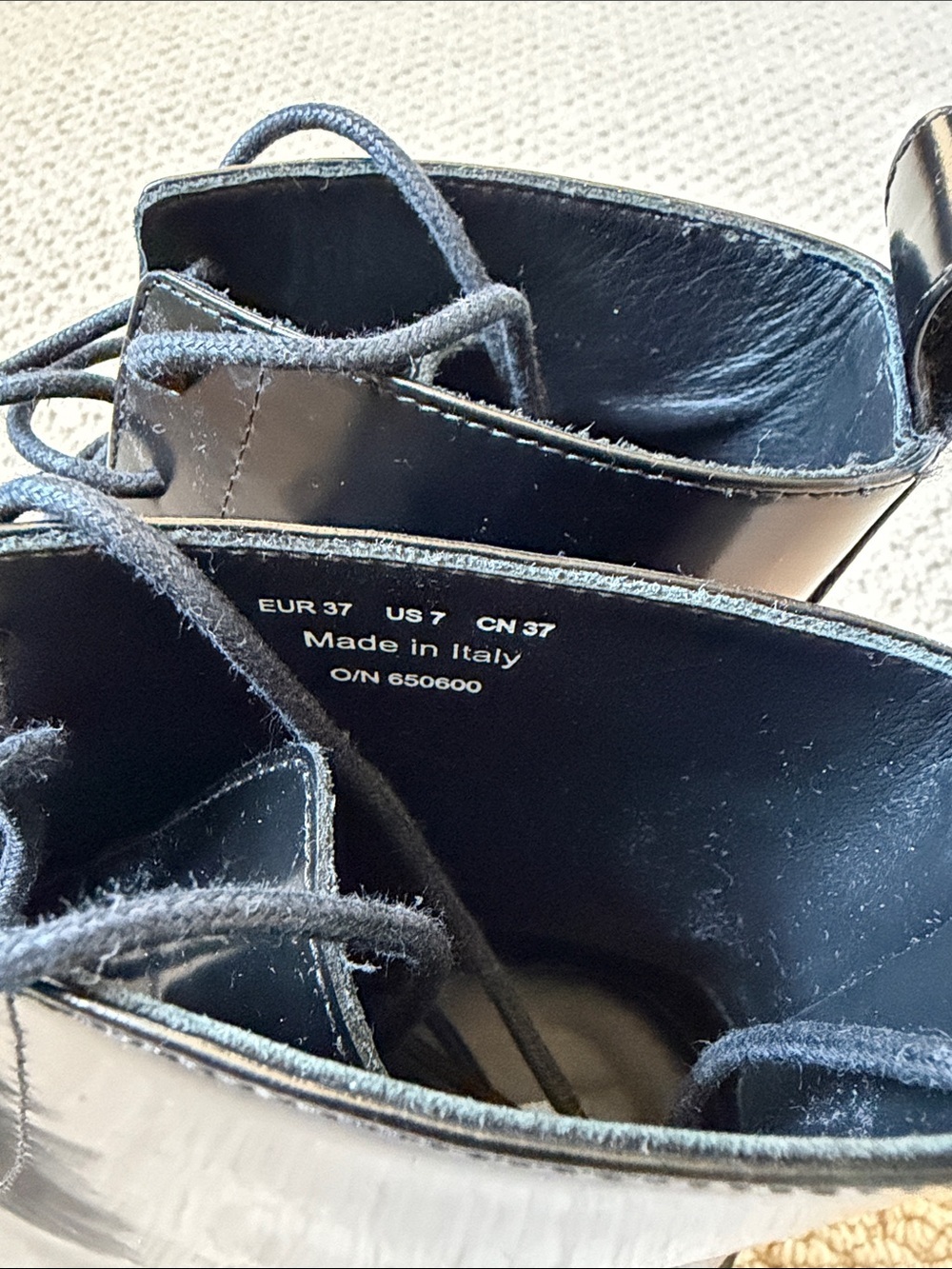 & Other Stories Classic Black Patent Lace-Up Combat Boots - Picture 3 of 8